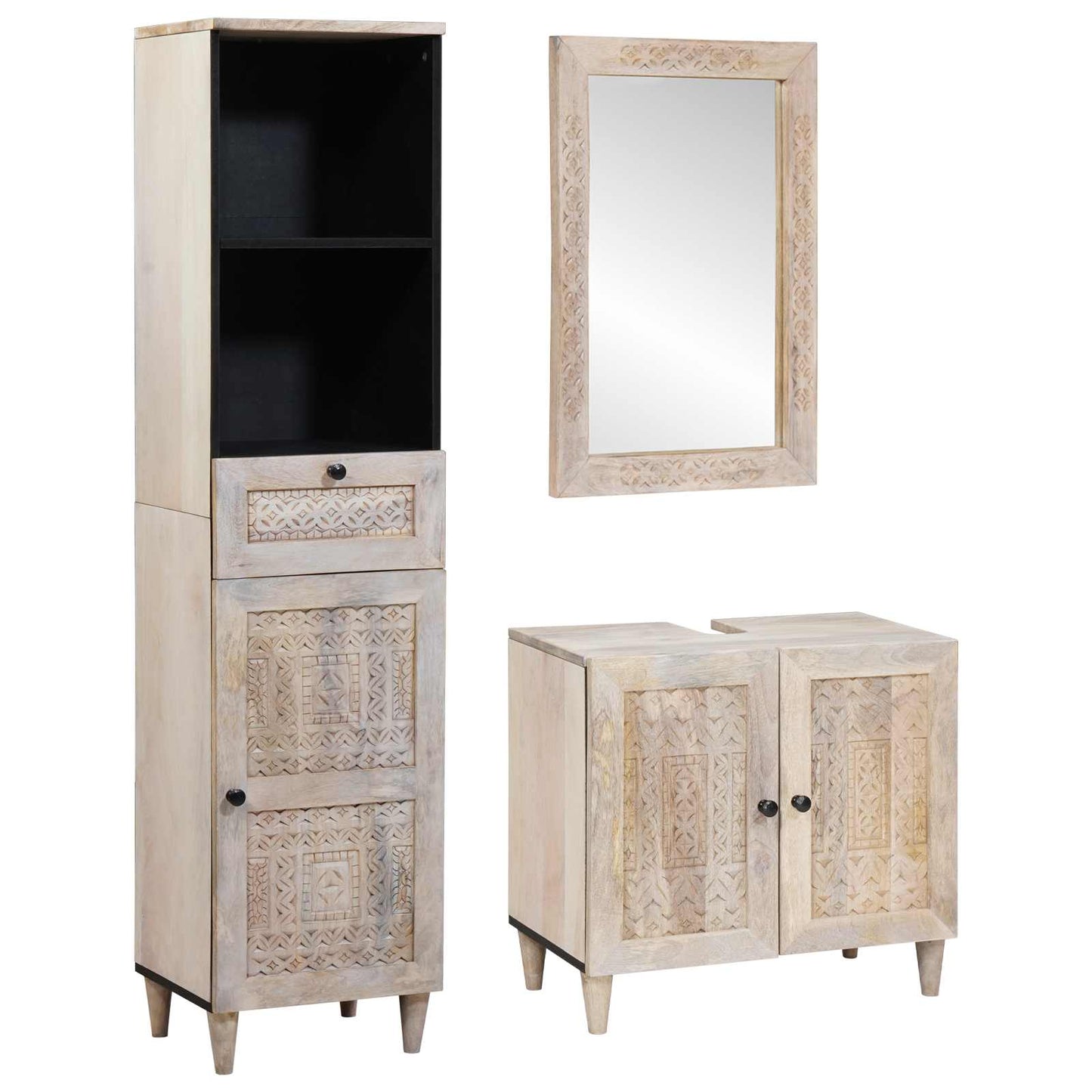 Bathroom Furniture Set 3 pcs White Engineered Wood