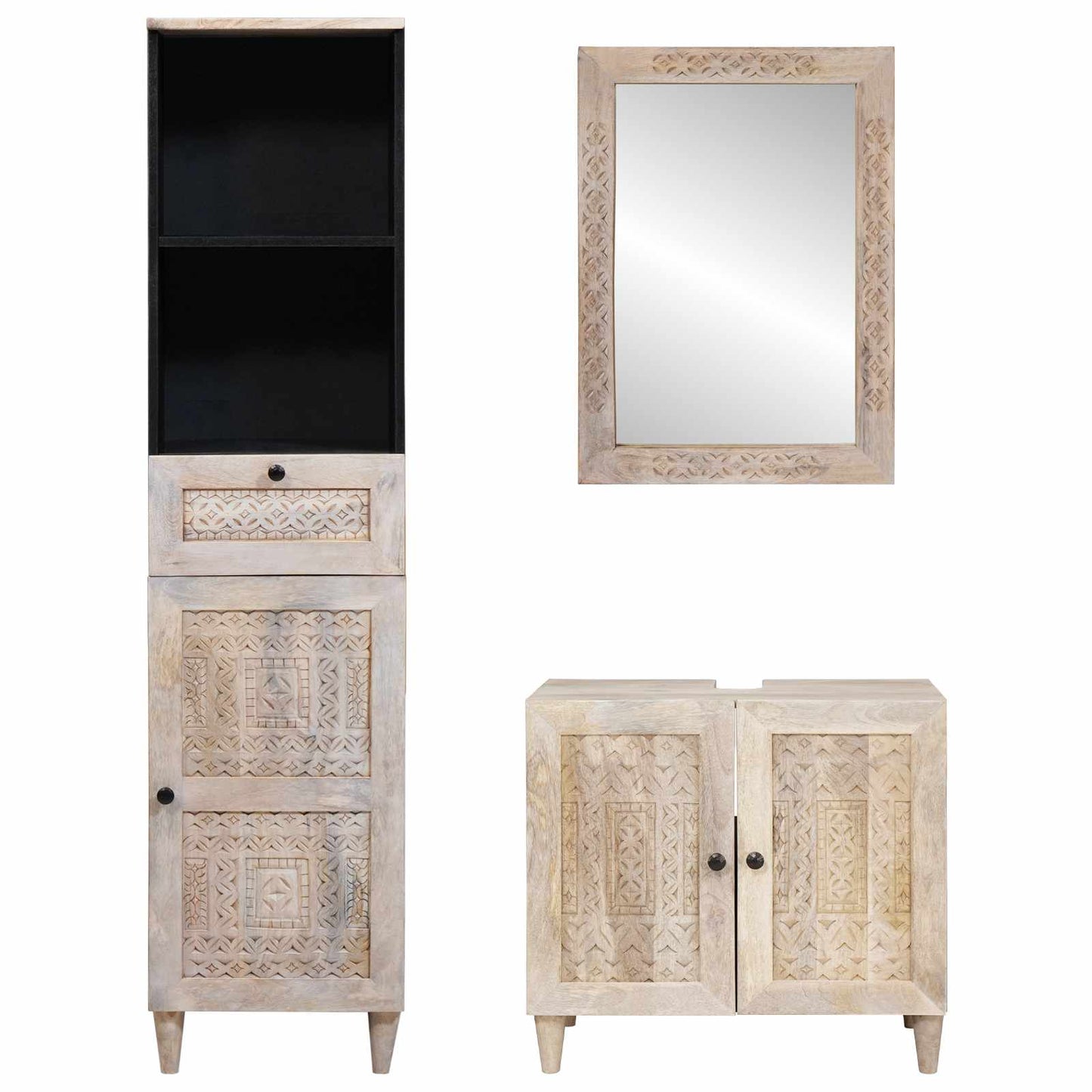 Bathroom Furniture Set 3 pcs White Engineered Wood