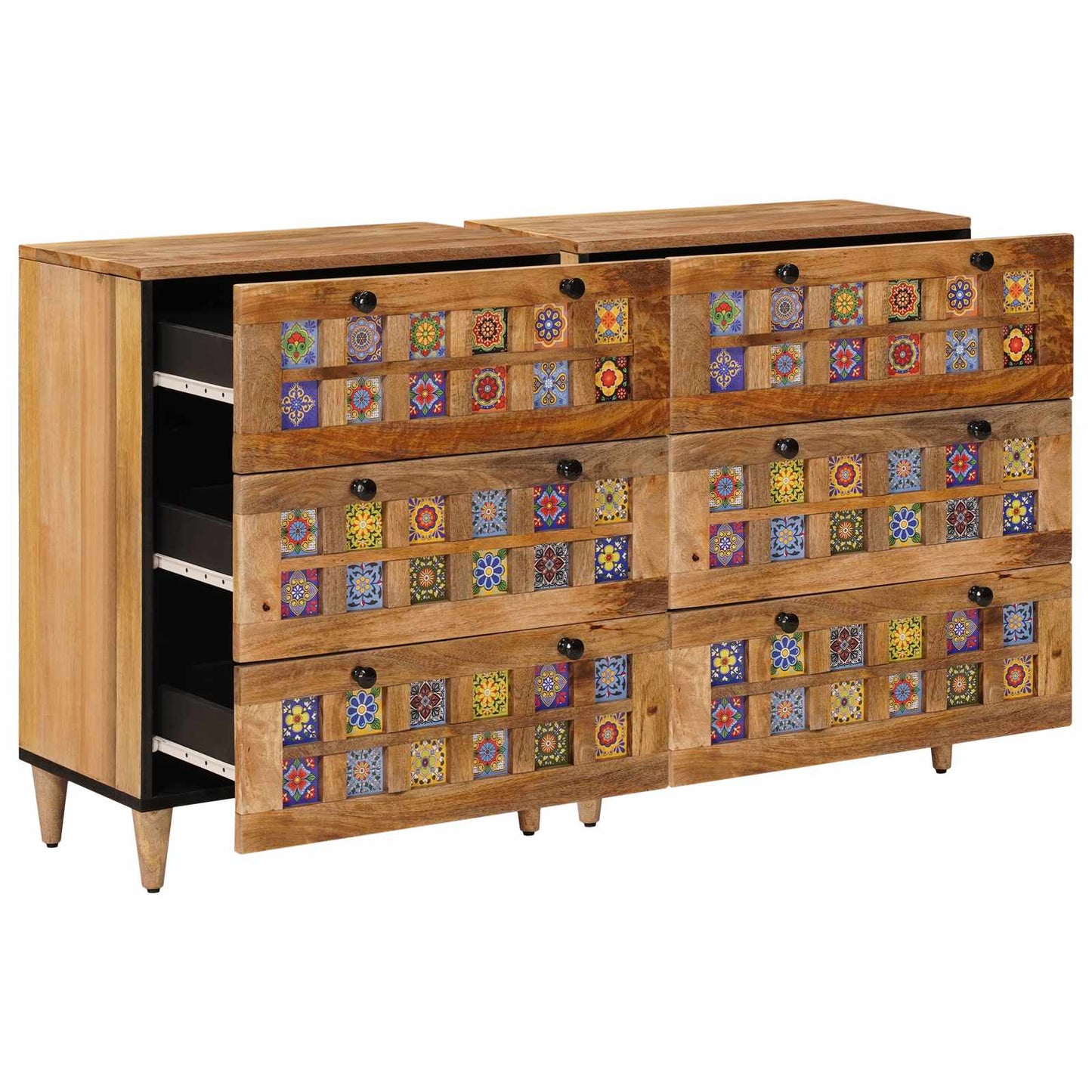 Sideboard 2 pcs Natural 60 x 33 x 75 cm Solid Mango Wood