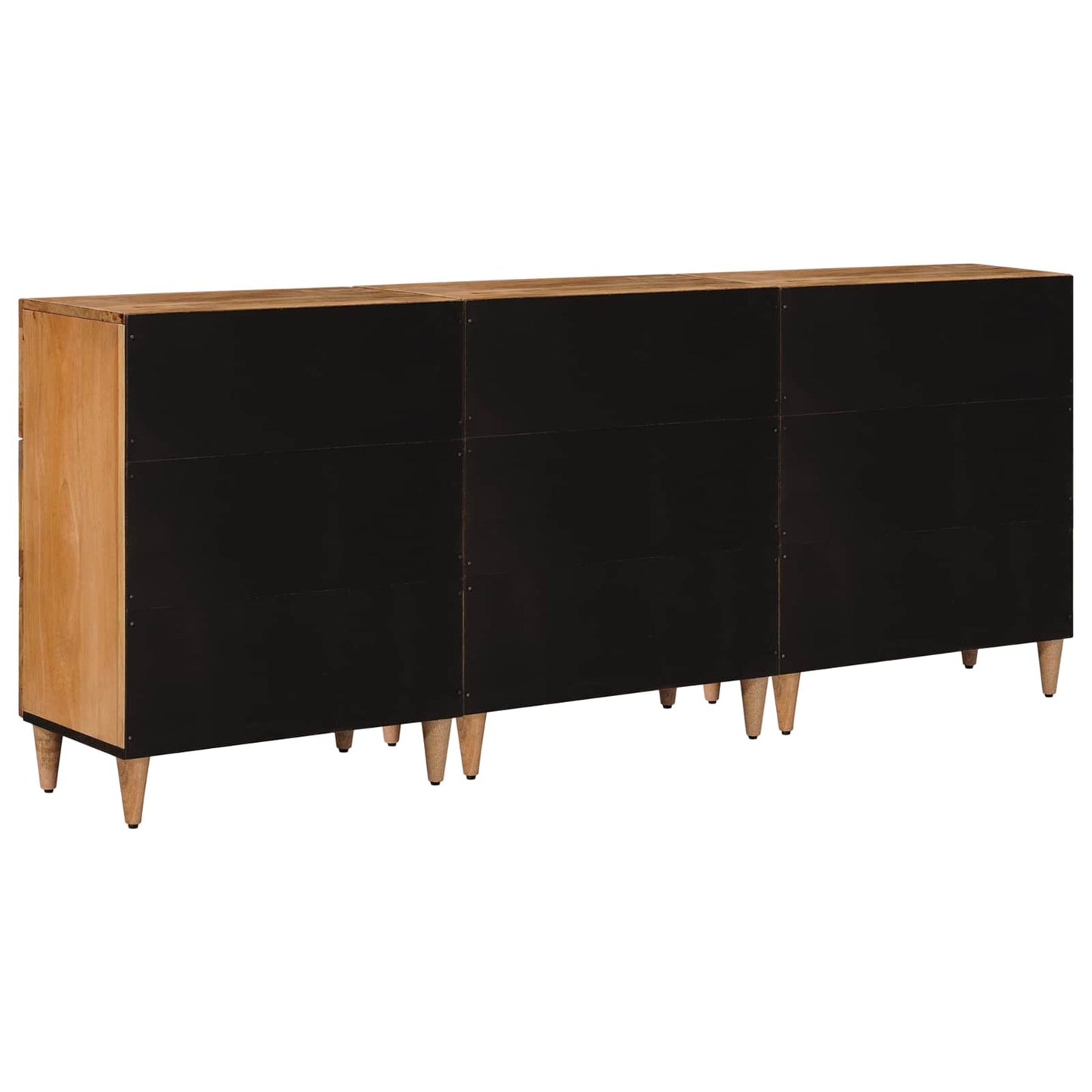 Sideboard 3 pcs Natural 60 x 33.5 x 75 cm Solid Mango Wood