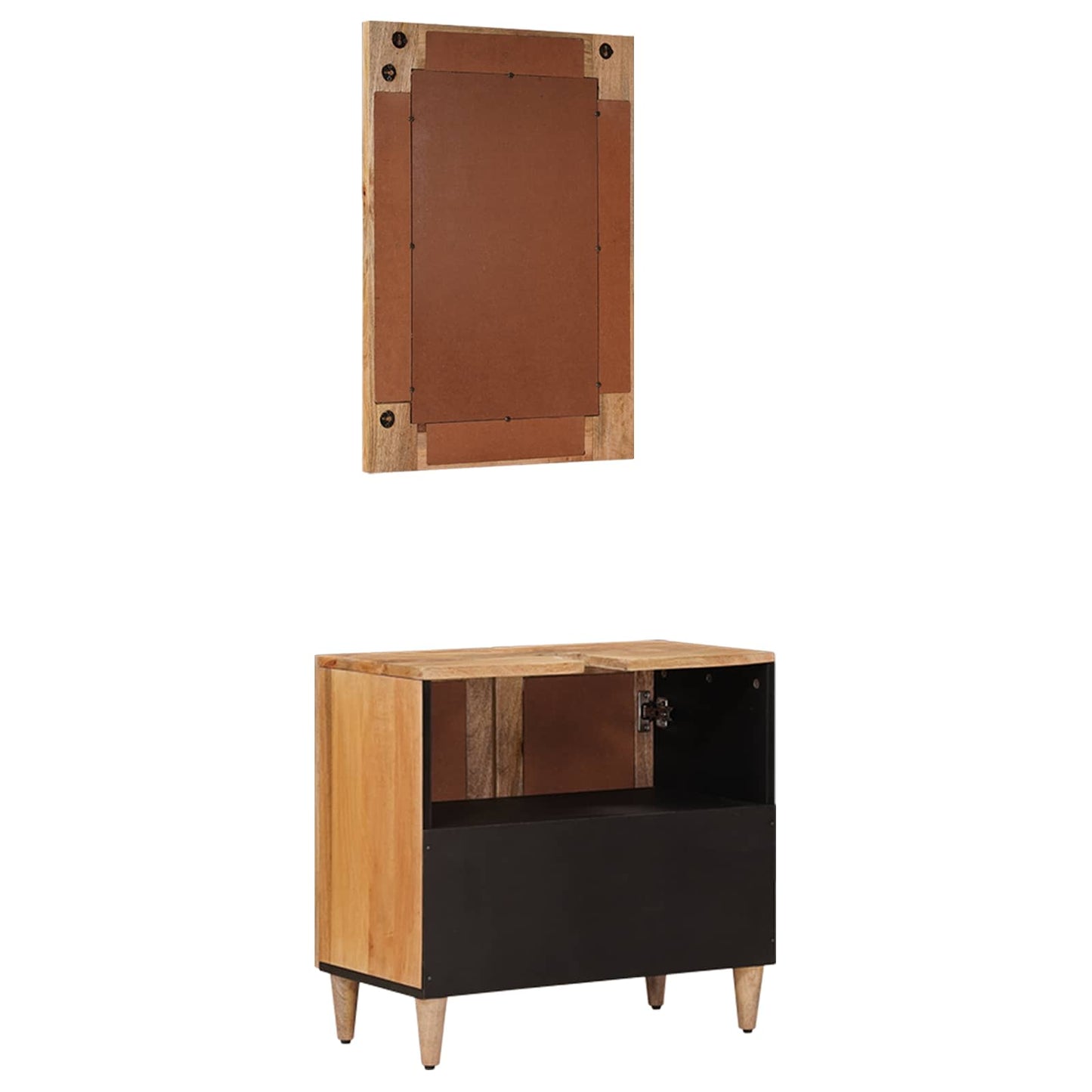 Bathroom Furniture Set with Door 2 pcs Natural Solid Mango Wood