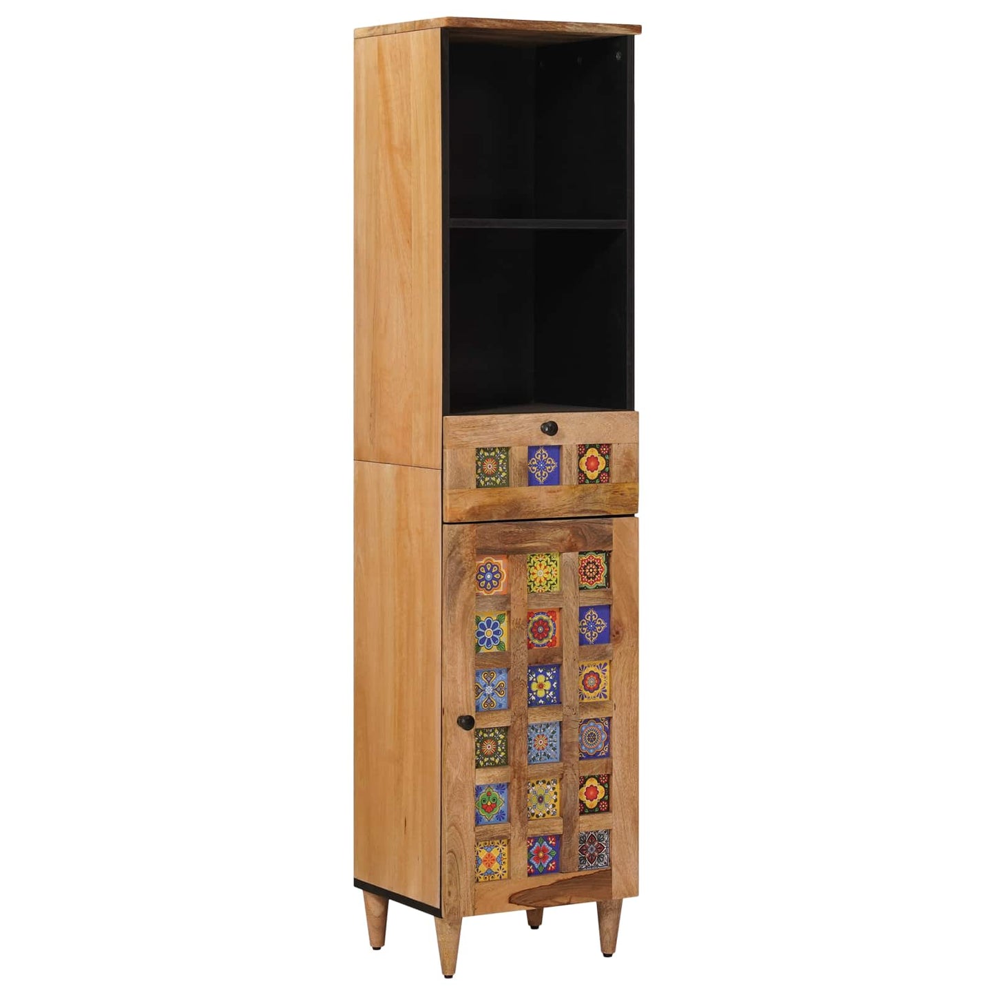Bathroom Furniture Set with Door 4 pcs Natural Solid Mango Wood