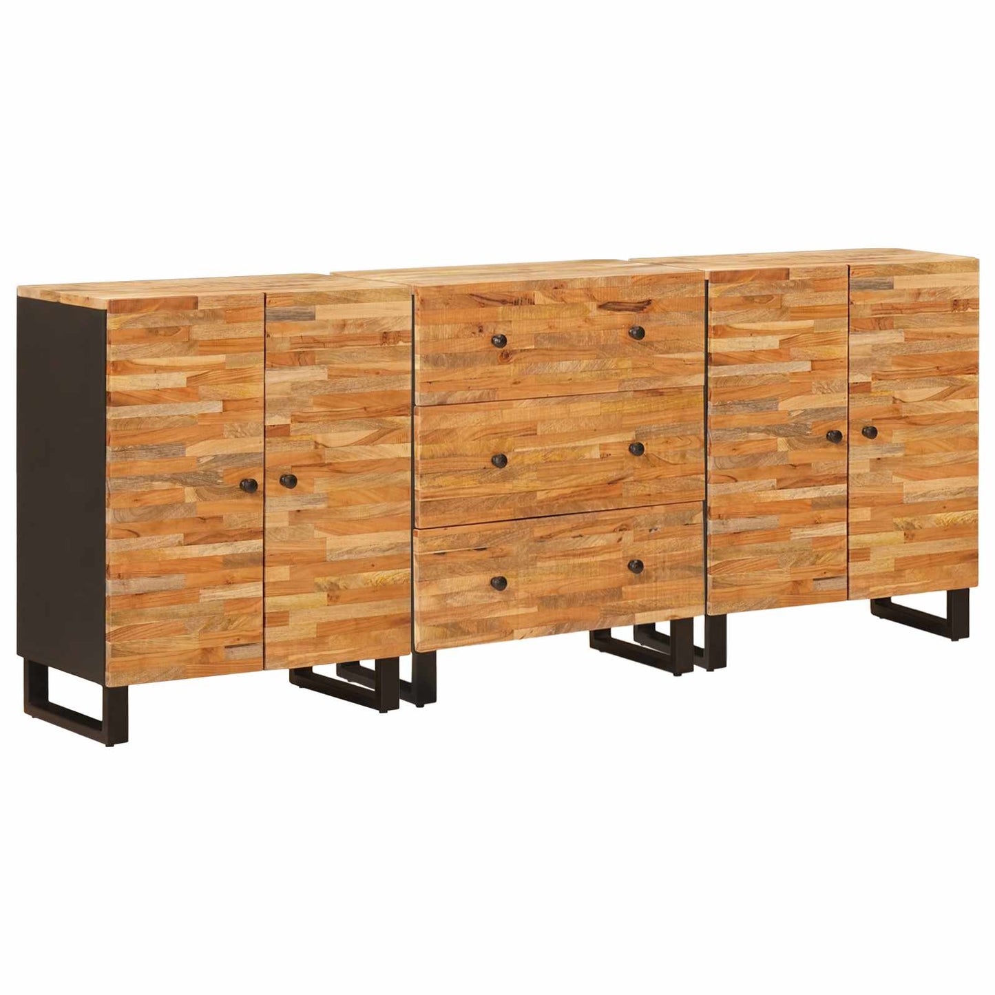 Sideboard 3 pcs Brown 60 x 33 x 75 cm Solid Mango Wood