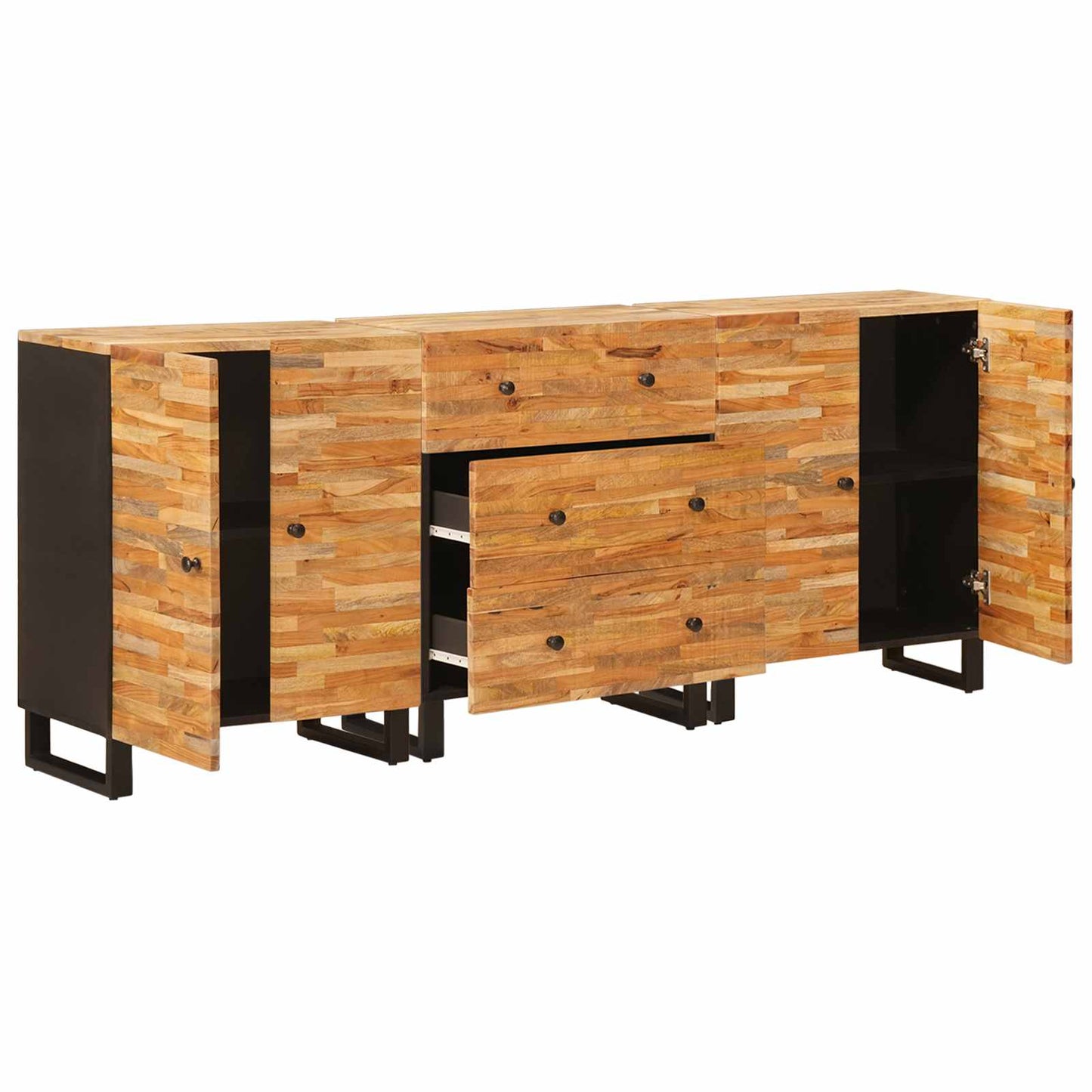 Sideboard 3 pcs Brown 60 x 33 x 75 cm Solid Mango Wood