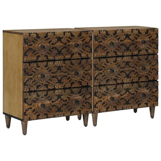 Sideboard 2 pcs 60 x 33.5 x 75 cm Solid Mango Wood Brown