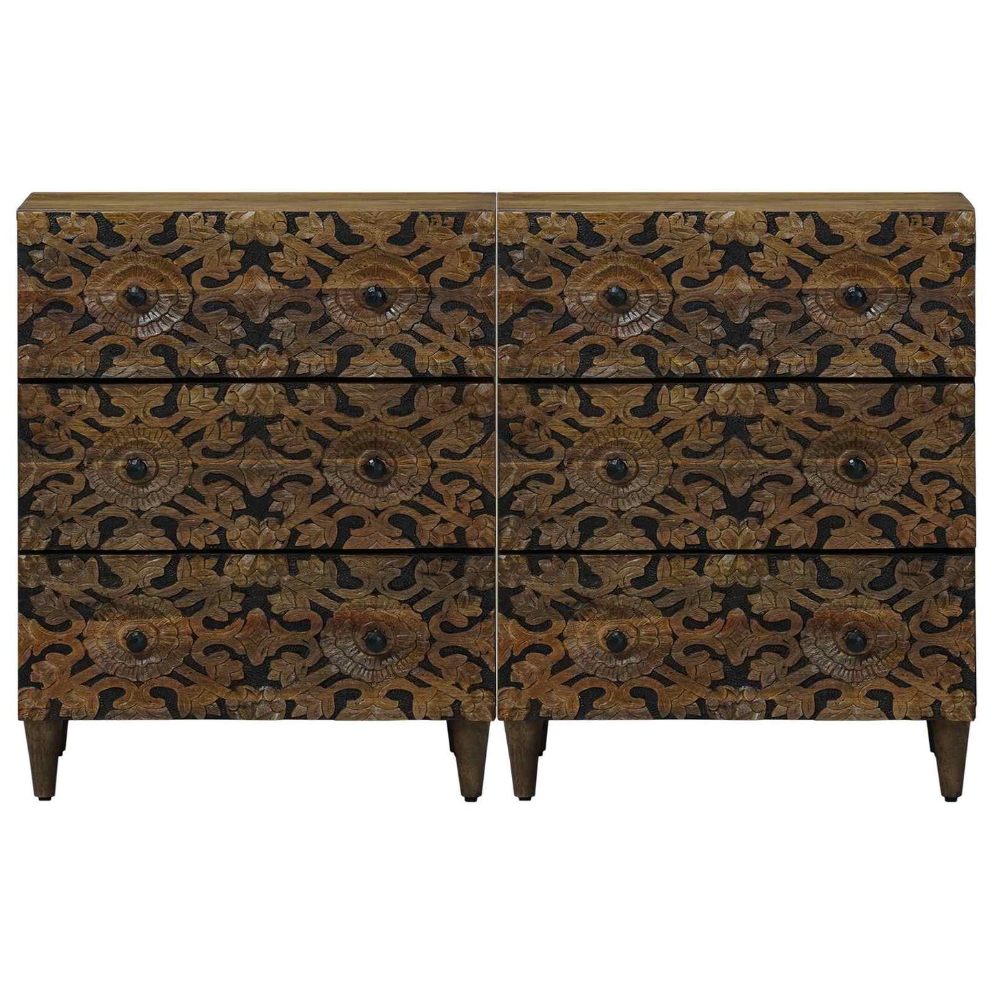 Sideboard 2 pcs Brown 60 x 33.5 x 75 cm Solid Mango Wood
