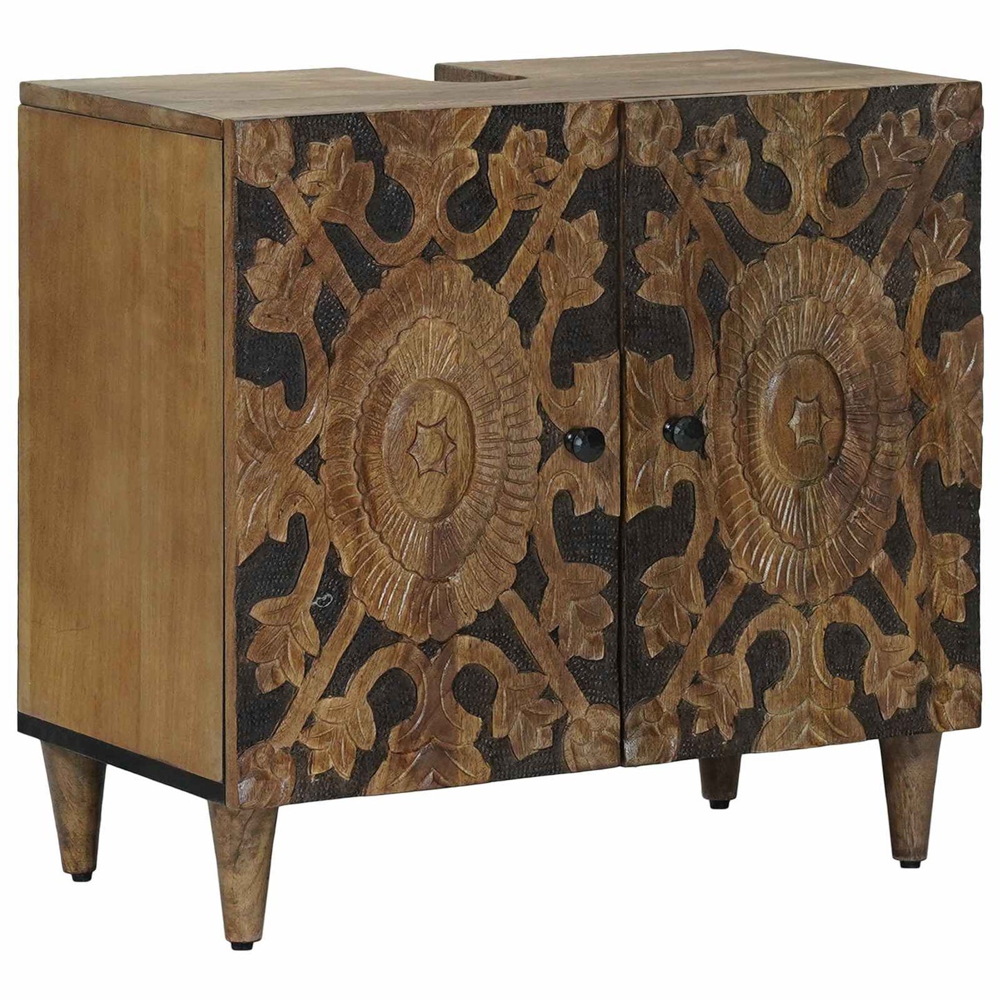 Bathroom Furniture Set with Door 2 pcs Brown Solid Mango Wood