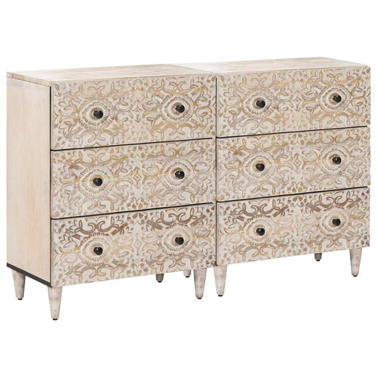 Sideboard 2 pcs White 60 x 33.5 x 75 cm Solid Mango Wood