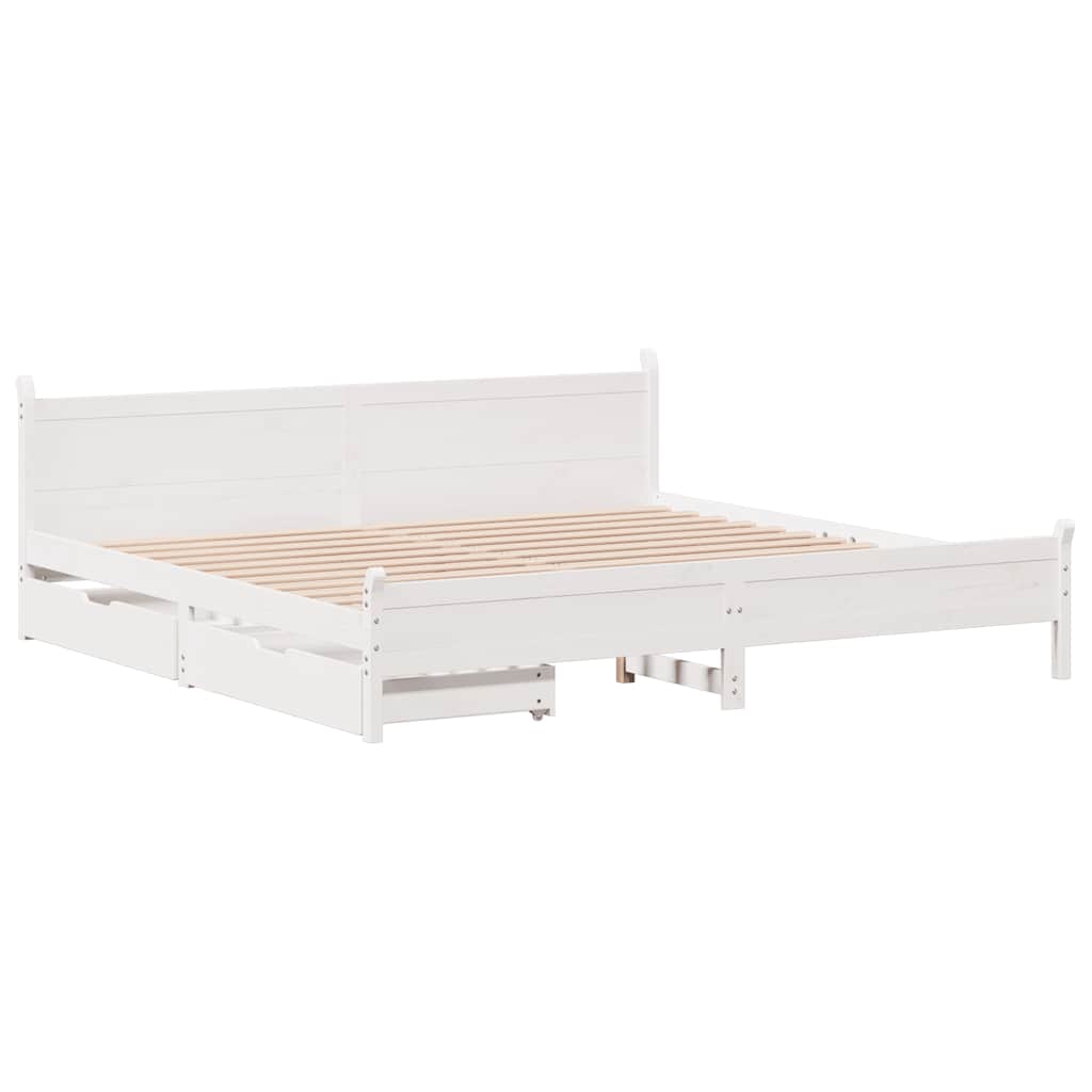 Bed Frame without Mattress White 180x200 cm Super King Solid Wood Pine