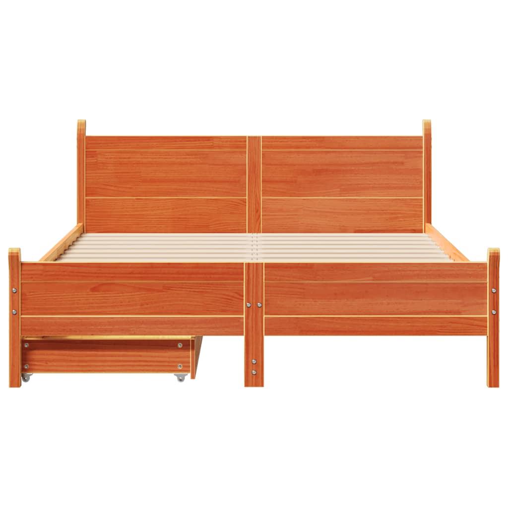 Bed Frame without Mattress Wax Brown 160x200 cm Solid Wood Pine
