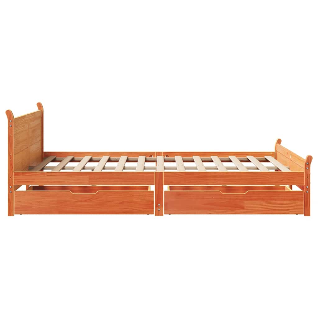 Bed Frame without Mattress Wax Brown 160x200 cm Solid Wood Pine