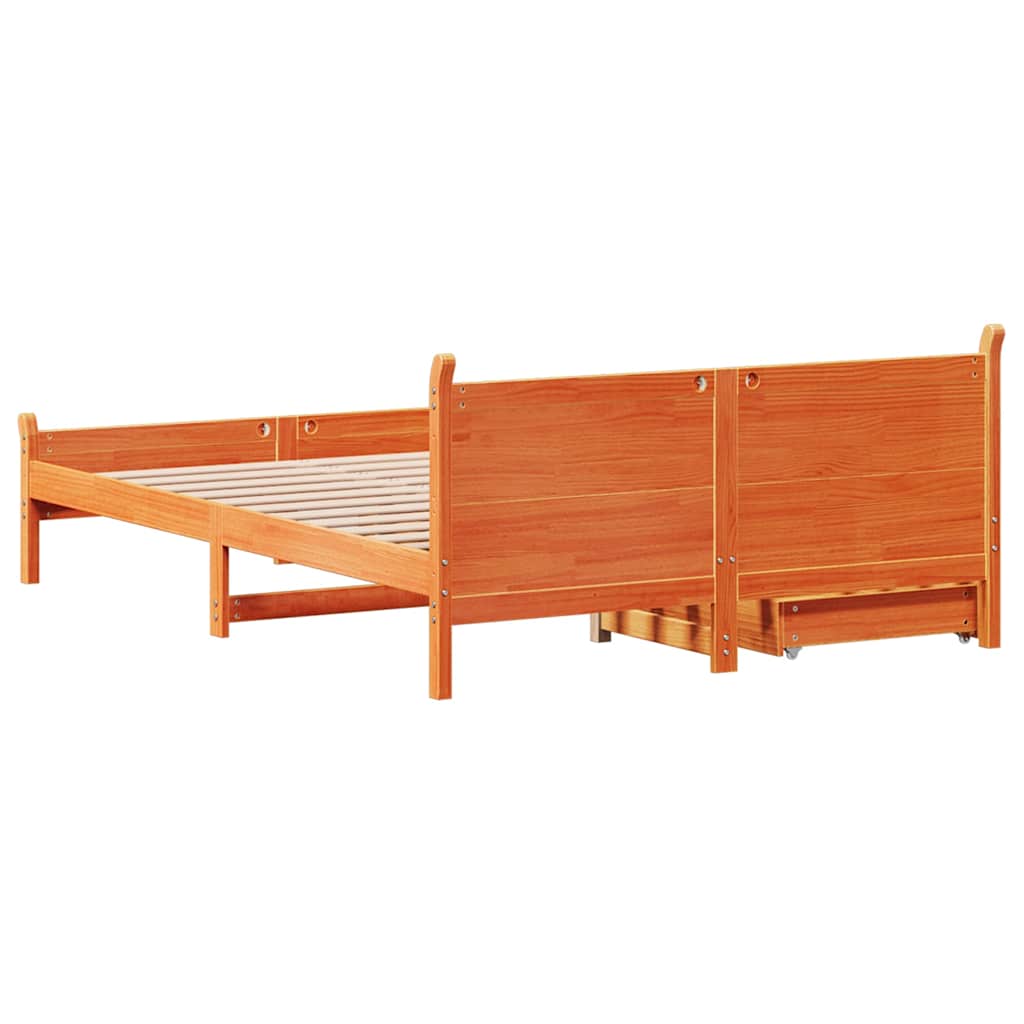 Bed Frame without Mattress Wax Brown 160x200 cm Solid Wood Pine