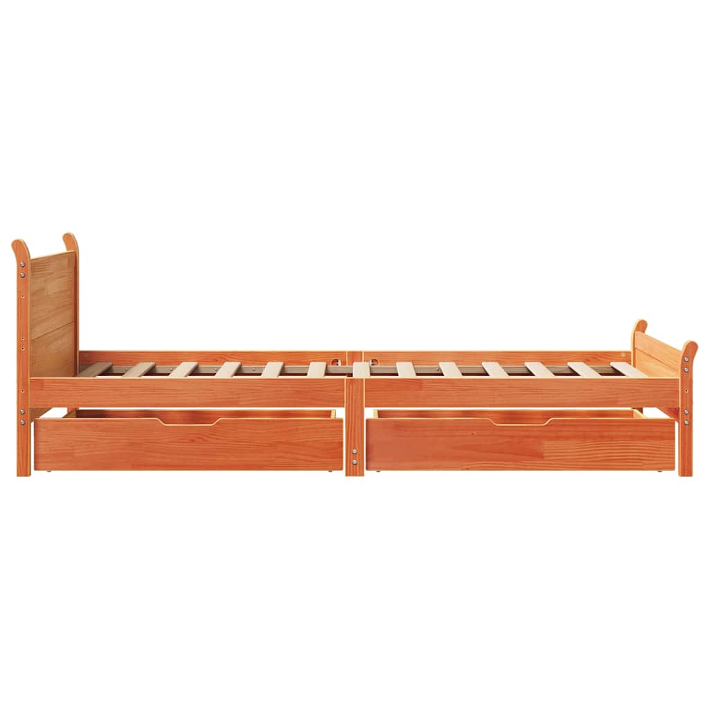Bed Frame without Mattress Wax Brown 90x200 cm Solid Wood Pine