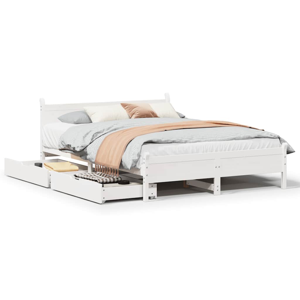 Bed Frame without Mattress White 140x190 cm Solid Wood Pine