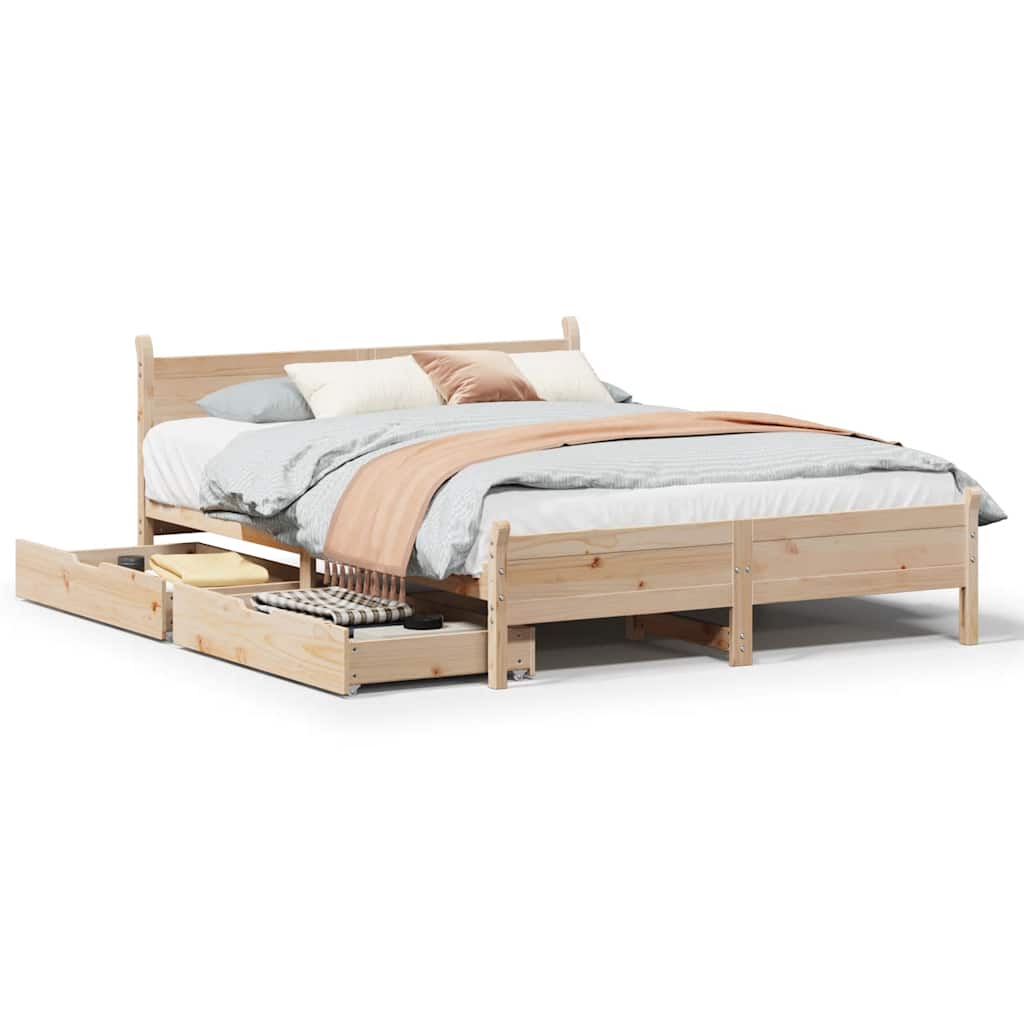 Bed Frame without Mattress 135x190 cm Double Solid Wood Pine