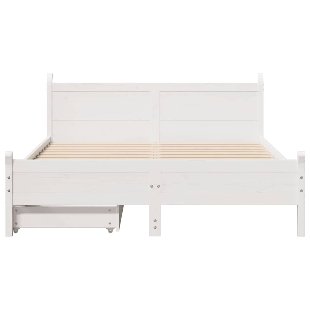Bed Frame without Mattress White 135x190 cm Double Solid Wood Pine