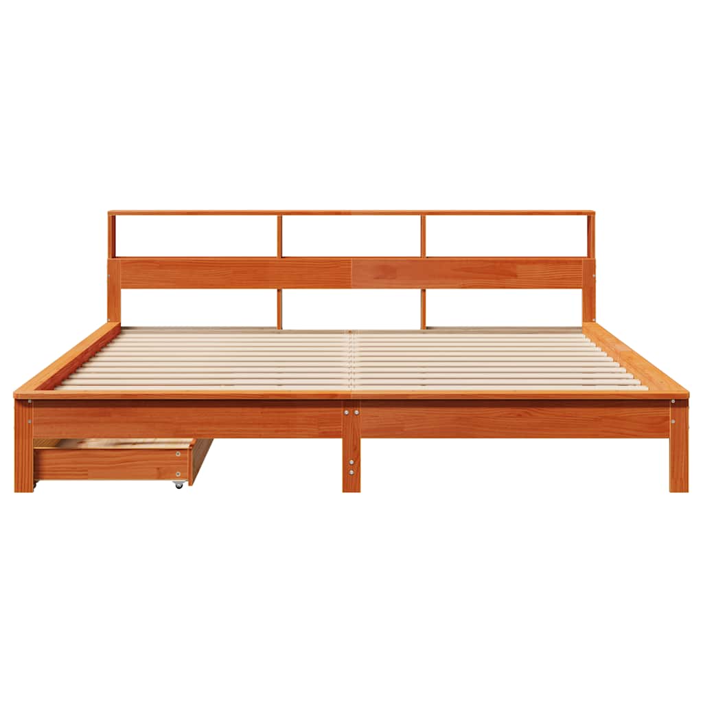 Bookcase Bed without Mattress Wax Brown 180x200 cm Super King Solid Wood Pine