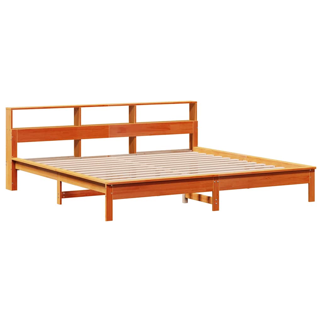 Bookcase Bed without Mattress Wax Brown 180x200 cm Super King Solid Wood Pine