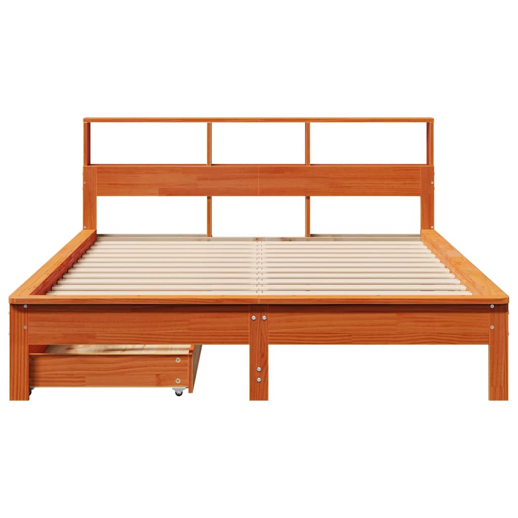 Bookcase Bed without Mattress Wax Brown 160x200 cm Solid Wood Pine