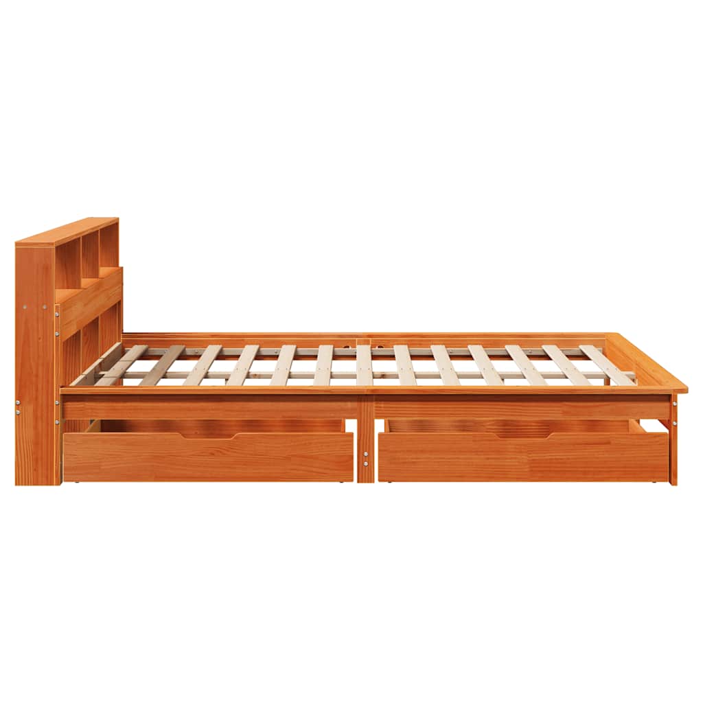 Bookcase Bed without Mattress Wax Brown 160x200 cm Solid Wood Pine