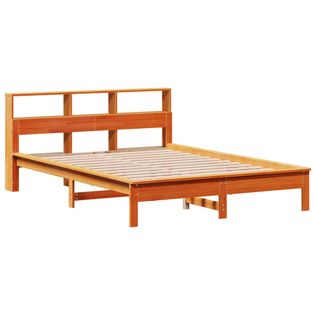 Bookcase Bed without Mattress Wax Brown 160x200 cm Solid Wood Pine