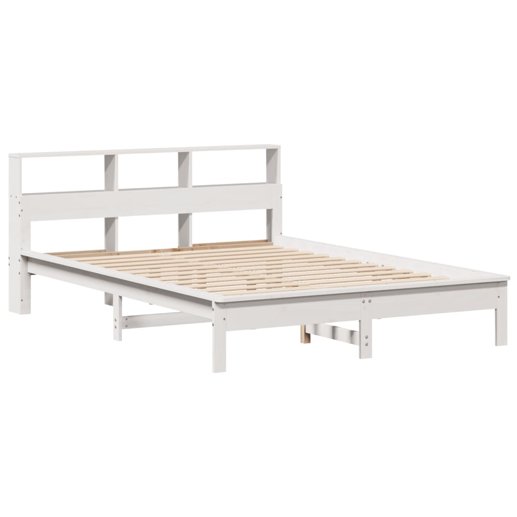 Bookcase Bed without Mattress White 140x200 cm Solid Wood Pine