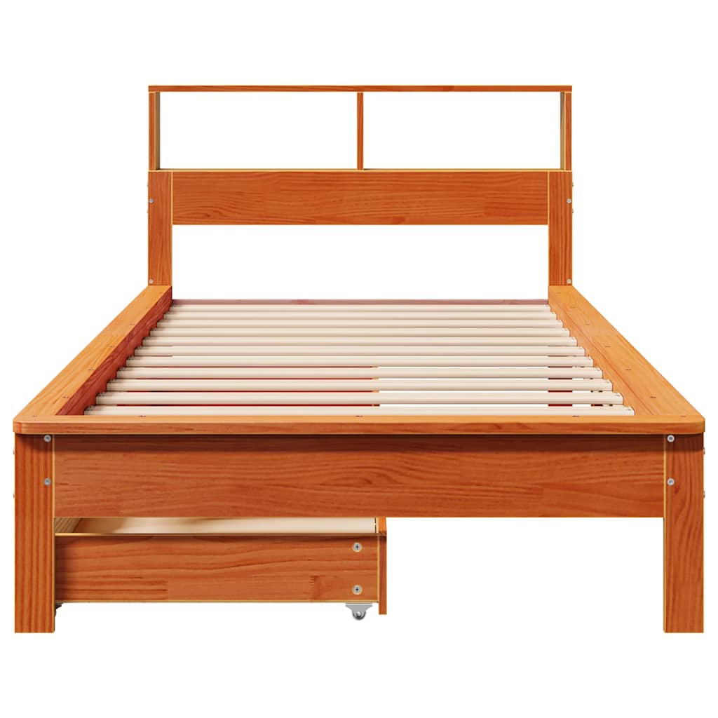 Bookcase Bed without Mattress Wax Brown 100x200 cm Solid Wood Pine