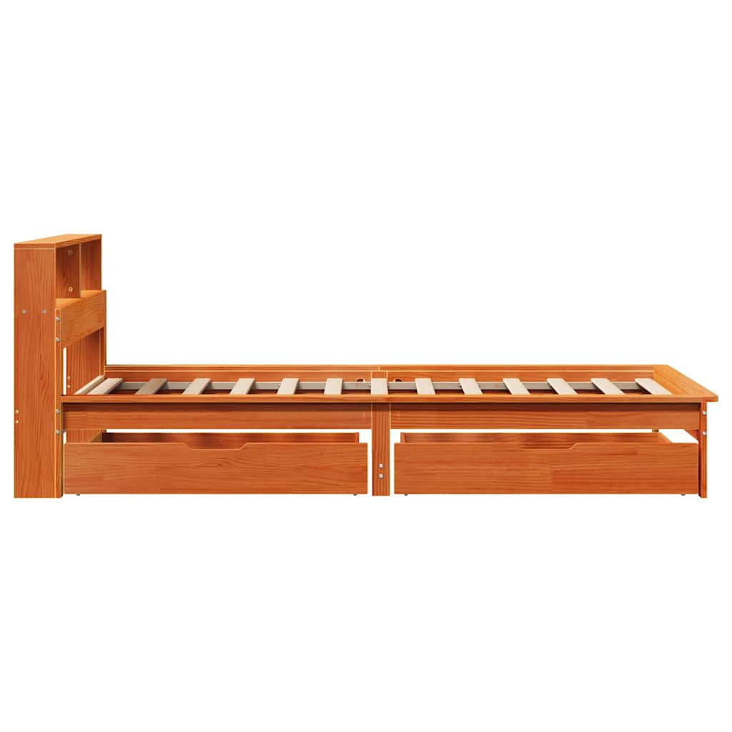 Bookcase Bed without Mattress Wax Brown 100x200 cm Solid Wood Pine