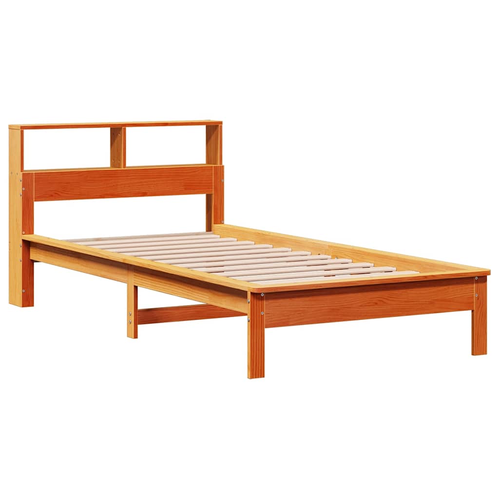Bookcase Bed without Mattress Wax Brown 100x200 cm Solid Wood Pine