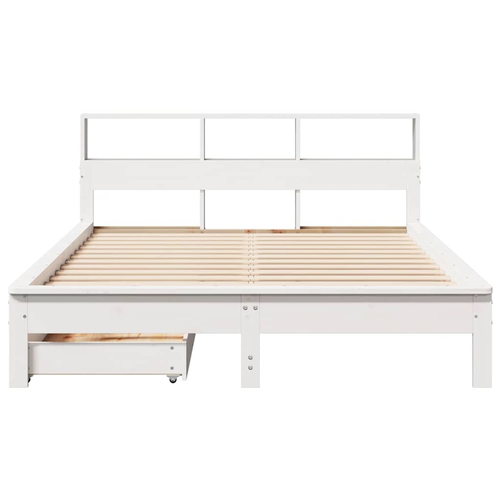 Bookcase Bed without Mattress White 140x190 cm Solid Wood Pine