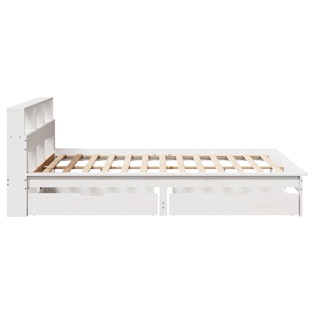 Bookcase Bed without Mattress White 140x190 cm Solid Wood Pine