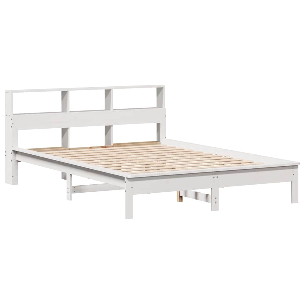 Bookcase Bed without Mattress White 140x190 cm Solid Wood Pine