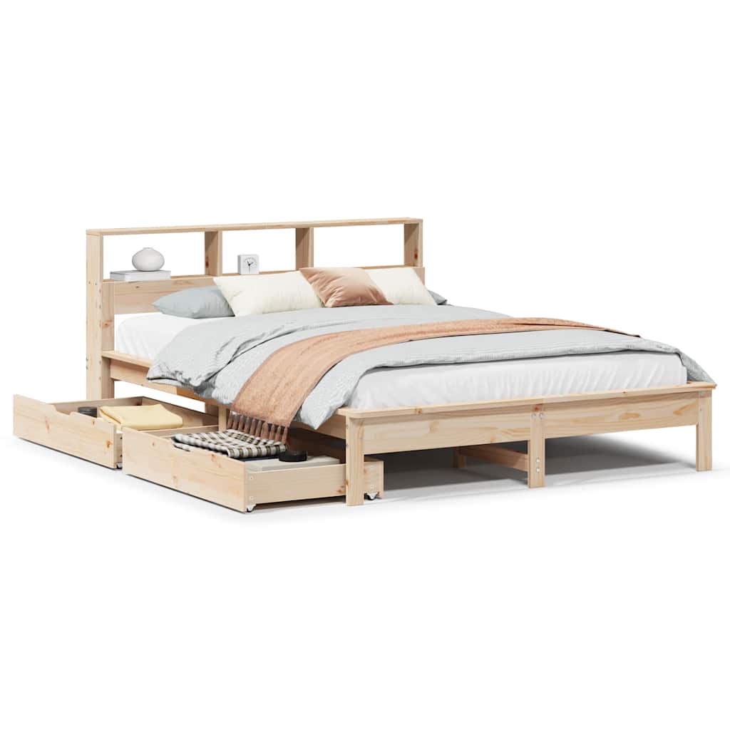 Bookcase Bed without Mattress 120x190 cm Small Double Solid Wood Pine