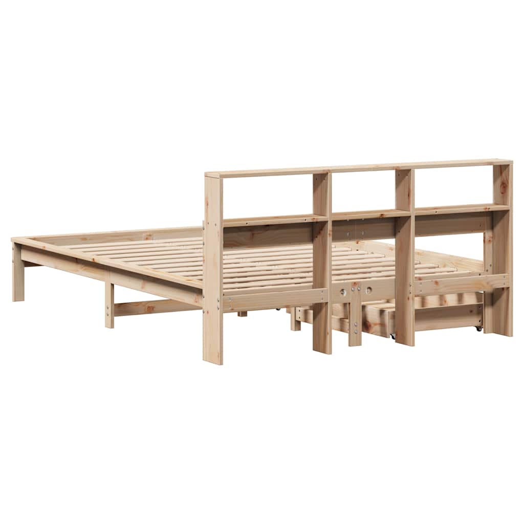 Bookcase Bed without Mattress 120x190 cm Small Double Solid Wood Pine