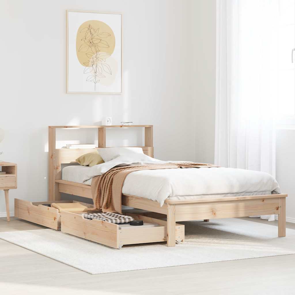 Bookcase Bed without Mattress 90x190 cm Single Solid Wood Pine