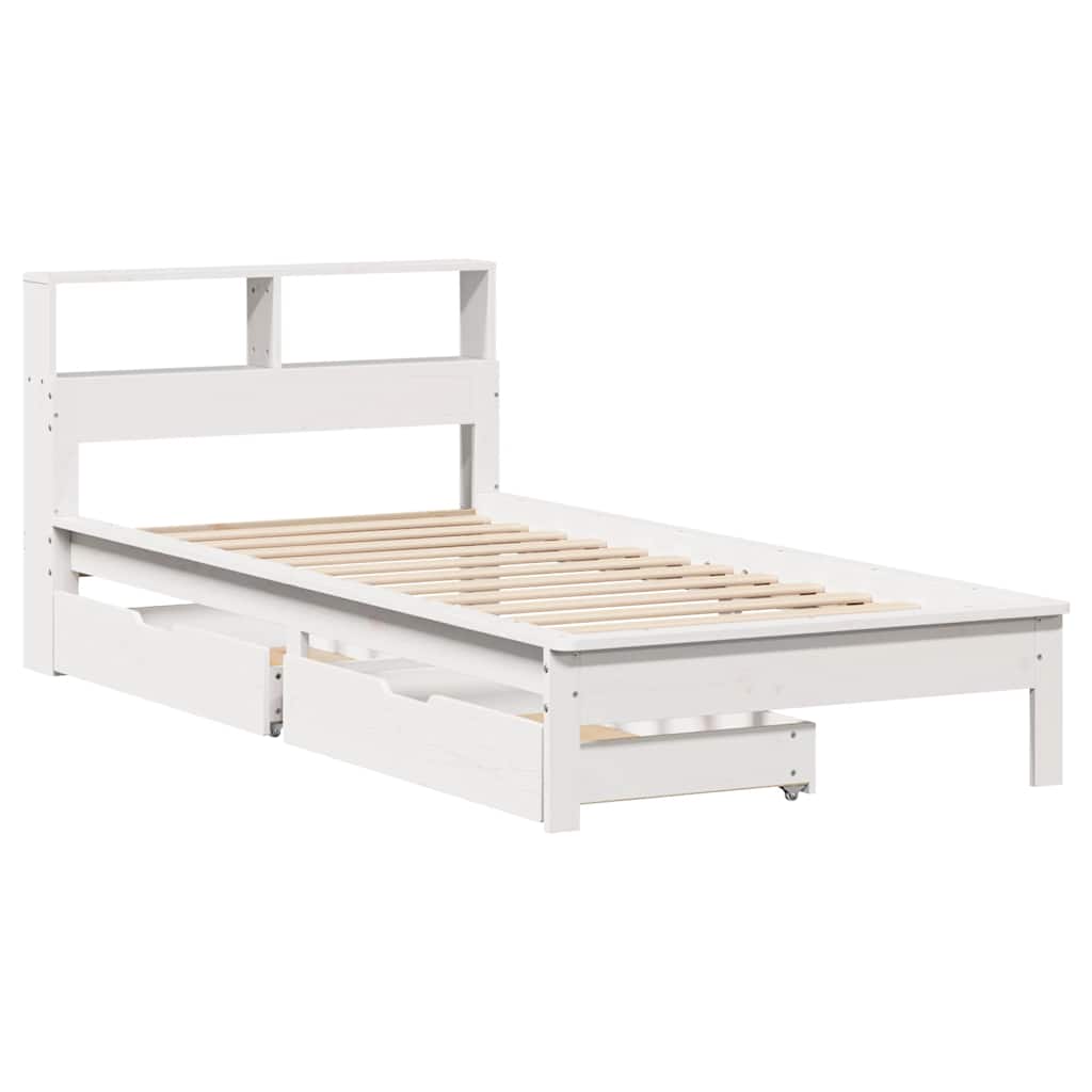 Bookcase Bed without Mattress White 90x190 cm Single Solid Wood Pine