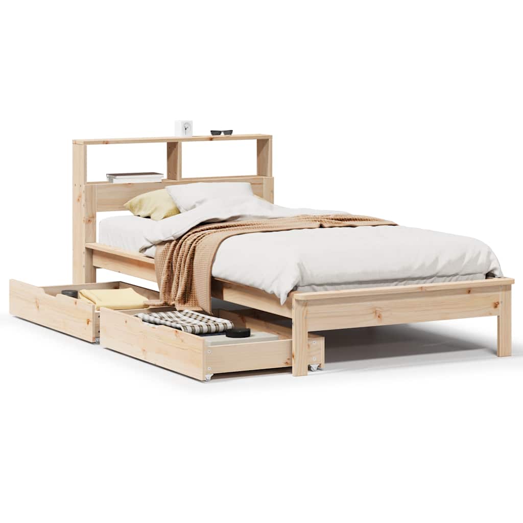 Bookcase Bed without Mattress 75x190 cm Small Single Solid Wood Pine