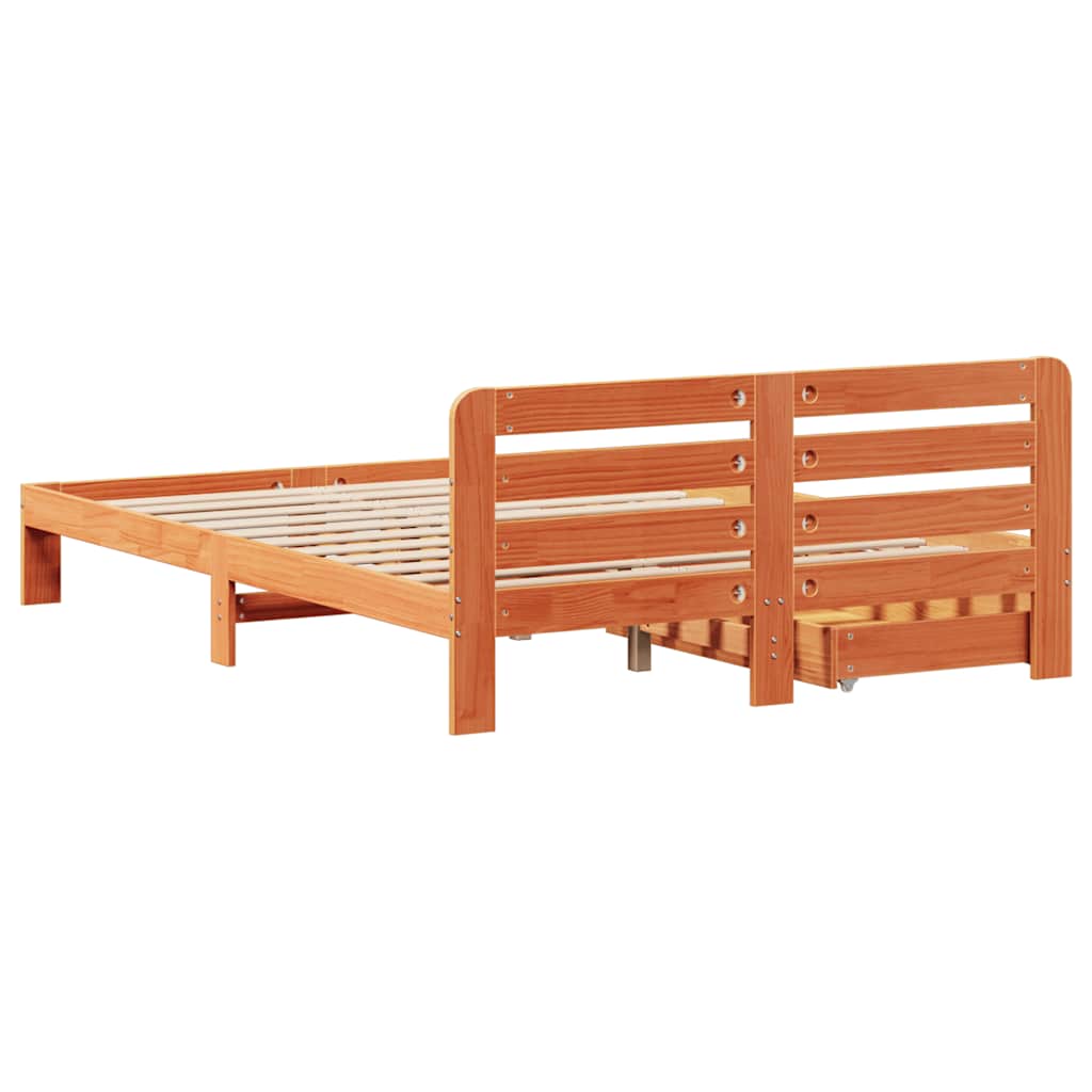Bed Frame without Mattress Wax Brown 140x200 cm Solid Wood Pine