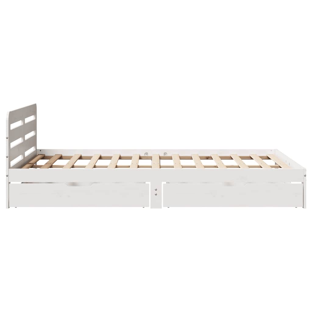 Bed Frame without Mattress White 150x200 cm King Size Solid Wood Pine