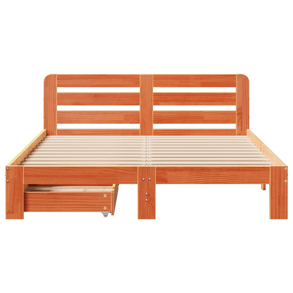 Bed Frame without Mattress Wax Brown 160x200 cm Solid Wood Pine