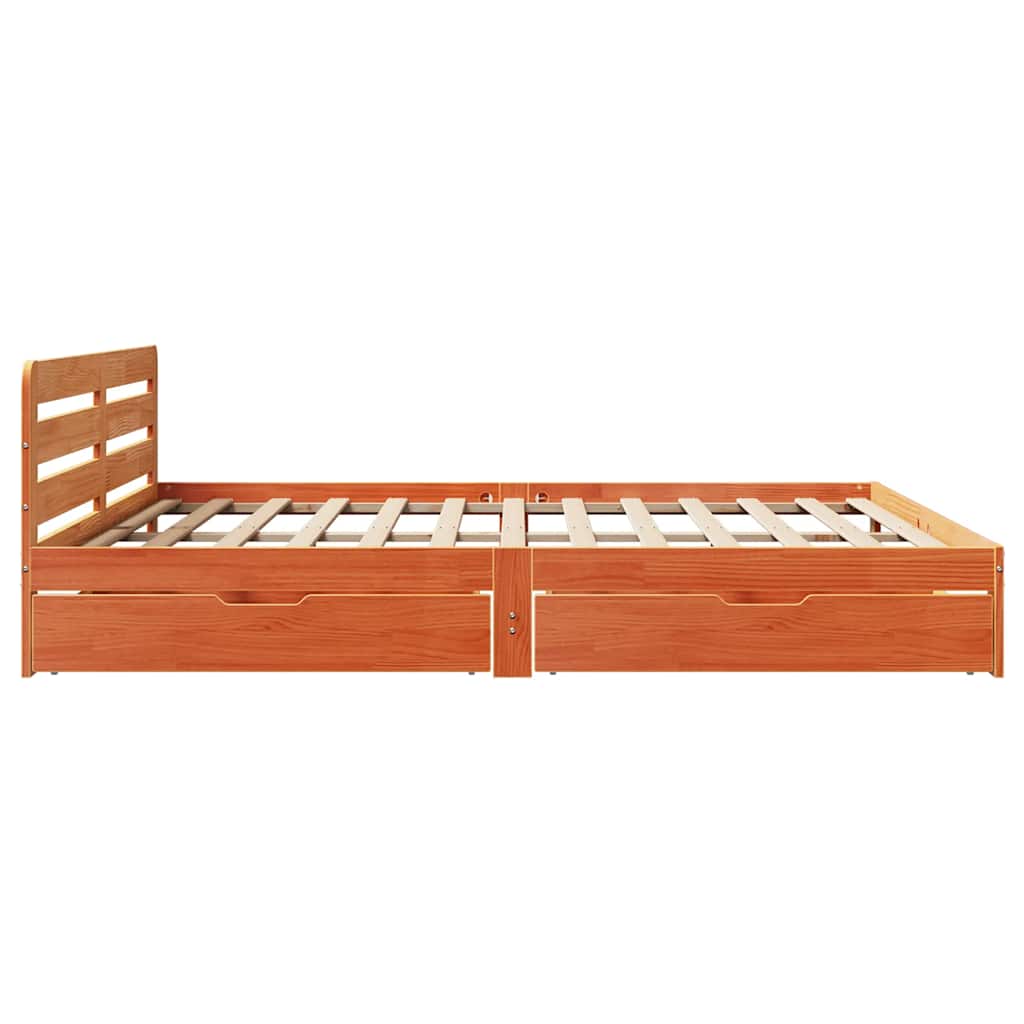 Bed Frame without Mattress Wax Brown 180x200 cm Super King Solid Wood Pine