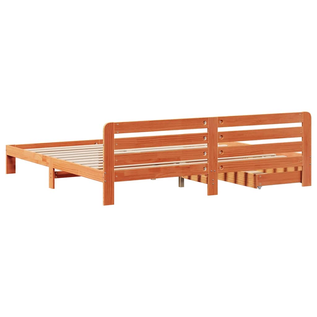 Bed Frame without Mattress Wax Brown 180x200 cm Super King Solid Wood Pine