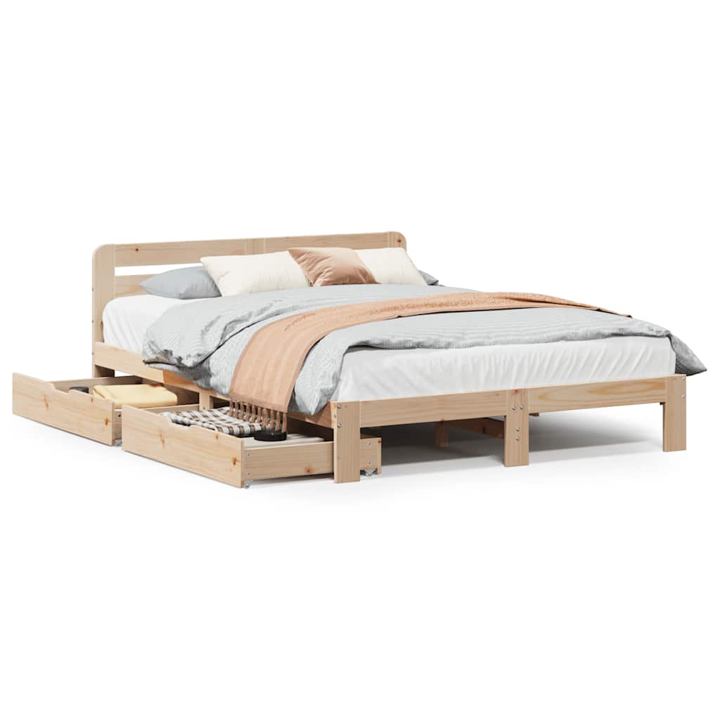 Bed Frame without Mattress 135x190 cm Double Solid Wood Pine