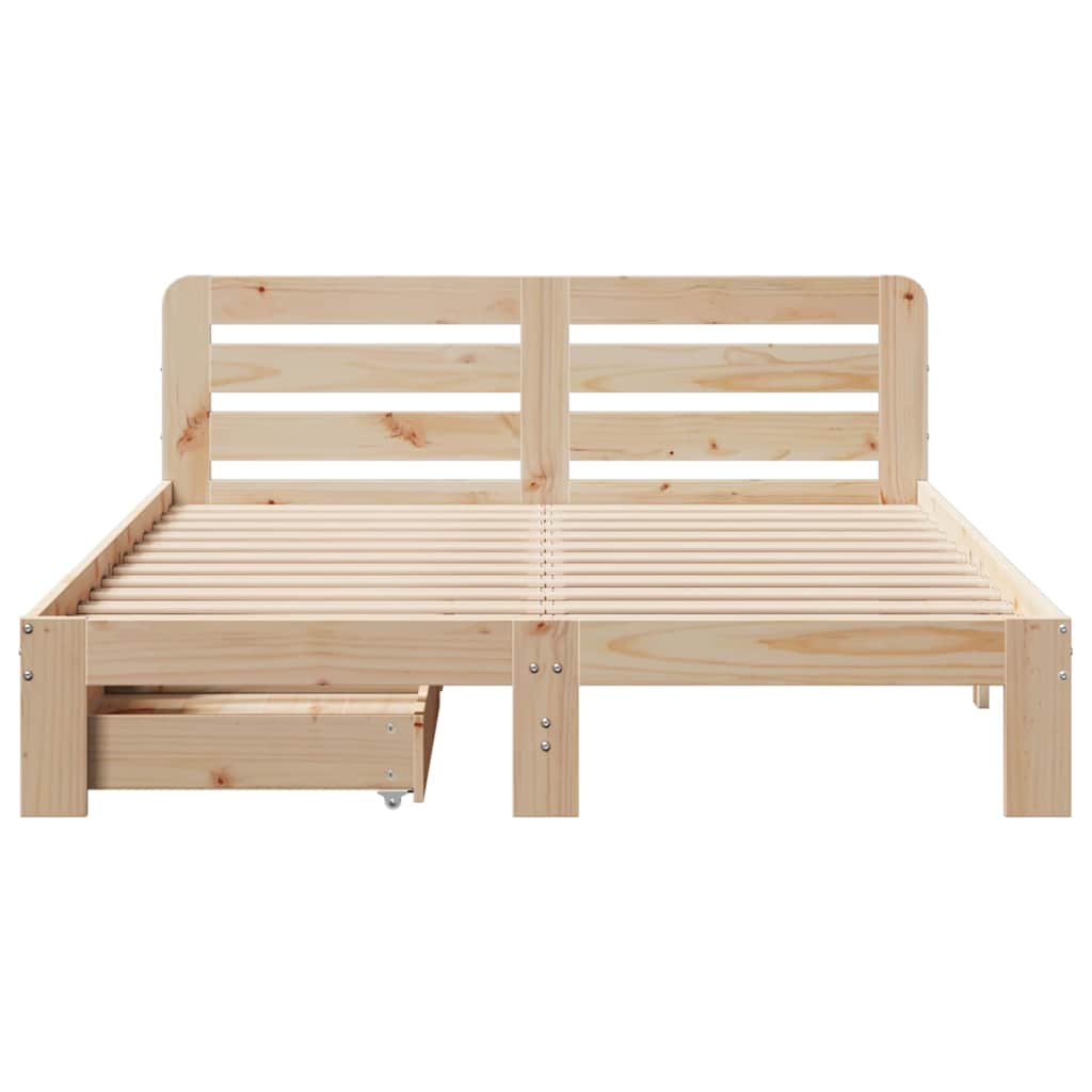 Bed Frame without Mattress 135x190 cm Double Solid Wood Pine