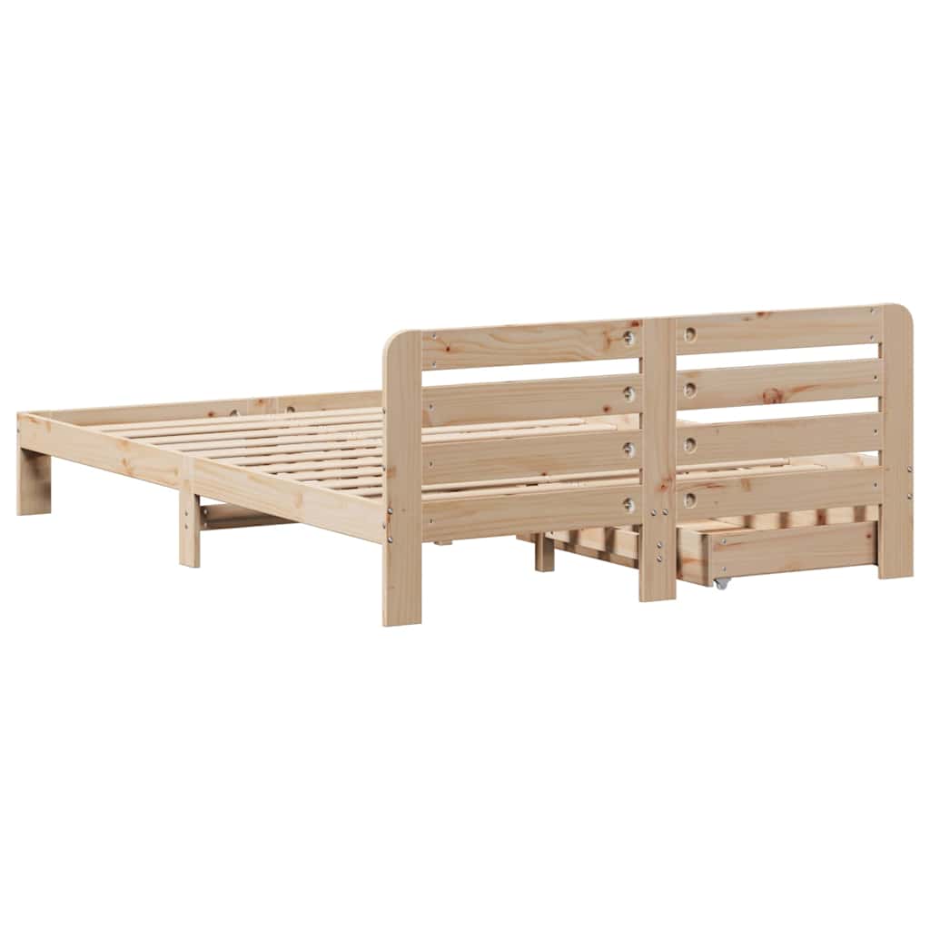 Bed Frame without Mattress 135x190 cm Double Solid Wood Pine