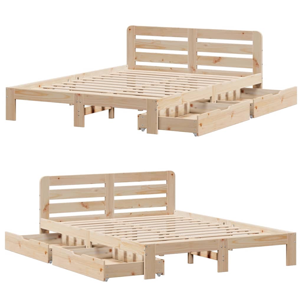 Bed Frame without Mattress 135x190 cm Double Solid Wood Pine