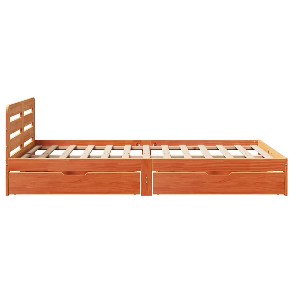 Bed Frame without Mattress Wax Brown 140x190 cm Solid Wood Pine
