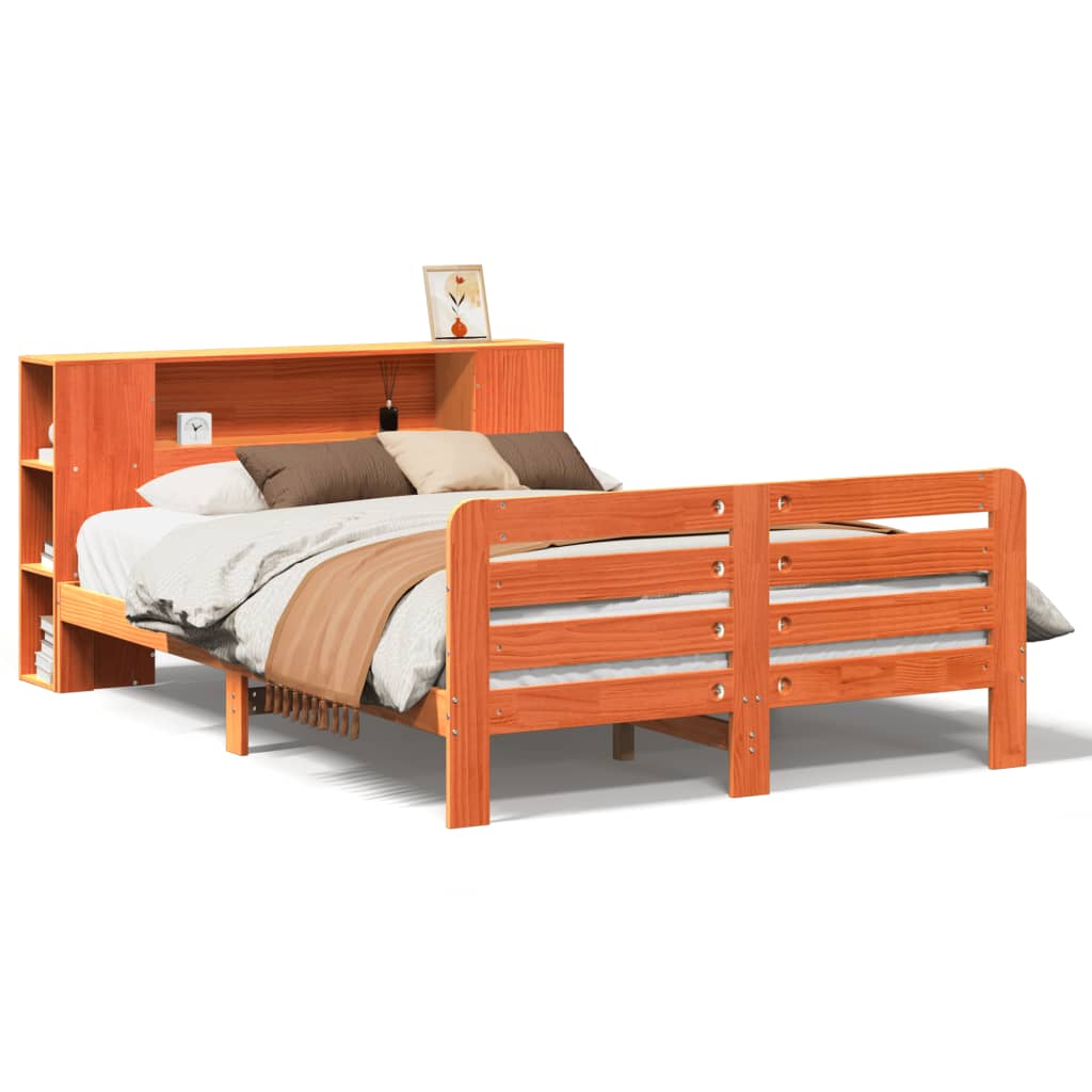 Bed Frame without Mattress Wax Brown 140x200 cm Solid Wood Pine