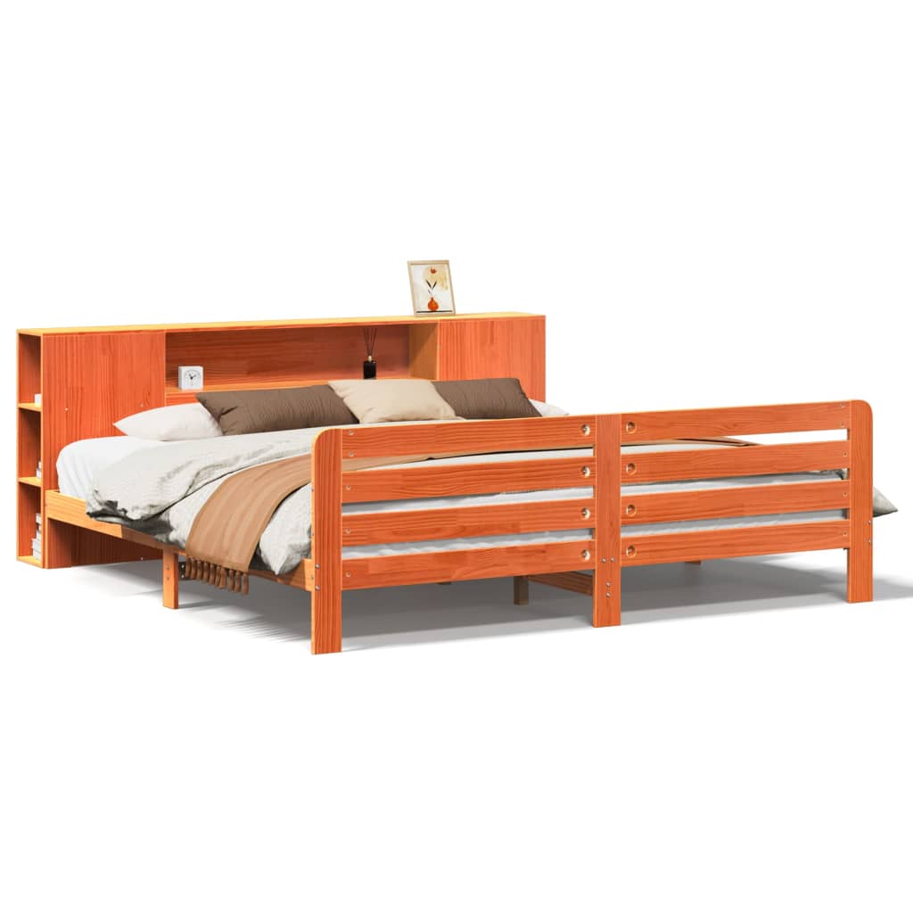 Bed Frame without Mattress Wax Brown 180x200 cm Super King Solid Wood Pine