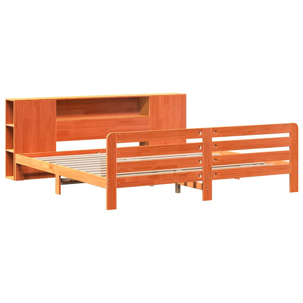 Bed Frame without Mattress Wax Brown 200x200 cm Solid Wood Pine